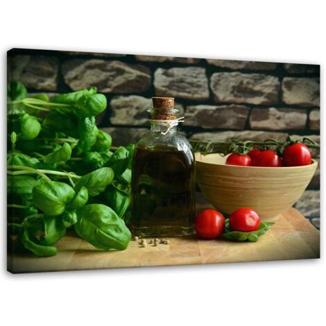 Tableau sur toile Herbes aromatiques Huile Tomates 60x40 (1/5)