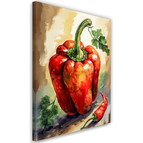 Tableau déco Poivrons rouges Manger 40x60 (1/5)