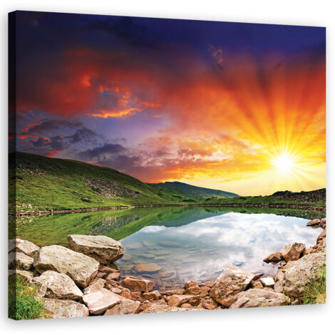Tableau déco Coucher de soleil dans les montagnes 50x50 (1/5)