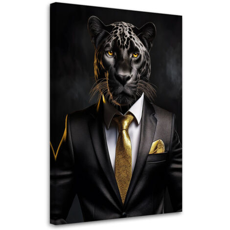 Tableau déco Panthère noire Animaux en costume 60x90
