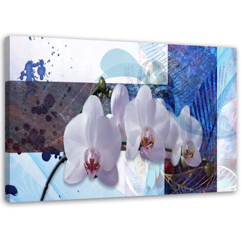 Tableau sur toile Orchidée Abstraite Bleu 100x70 (1/5)