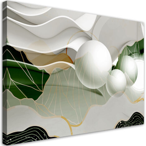 Tableau sur toile Abstraction verte avec balles 3D 60x40 (1/5)