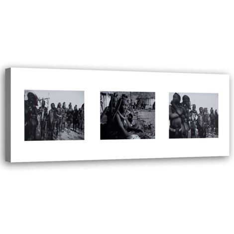 Tableau sur toile Afrique Personnes Noir & Blanc 90x30 (1/5)