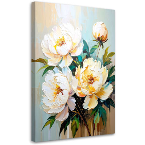 Tableau déco Pivoines Fleurs blanches Bouquet 40x60 (1/4)