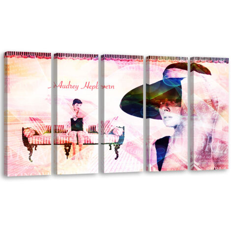Tableau sur toile Tableau sur toile en 5 parties Audrey Hepburn 200x100 (1/5)