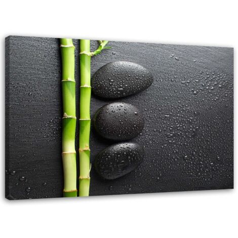Tableau sur toile Pierres Zen Bambou Noir 60x40 (1/5)
