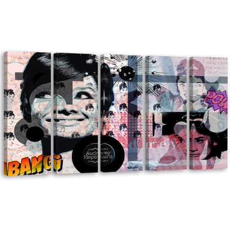 Tableau sur toile Tableau sur toile en 5 parties Audrey Hepburn Actrice 200x100 (1/5)