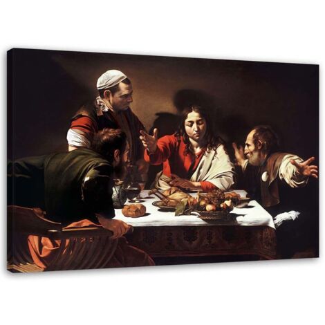 Tableau sur toile REPRODUCTION La Cène à Emmaüs - Caravaggio 60x40 (1/5)