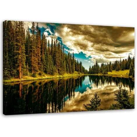 Tableau décoratif Forêt Lac de montagne Nature 60x40 (1/5)