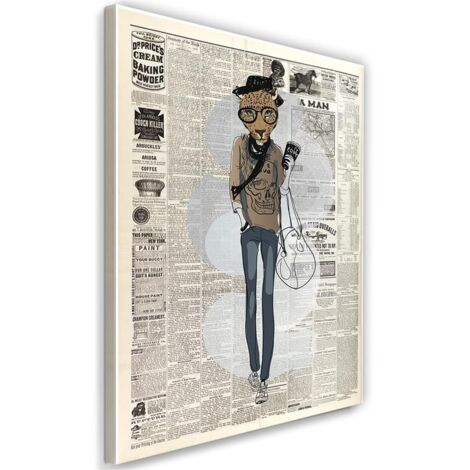 Image sur toile, Léopard hipster - article de journal - 40x60 (1/5)