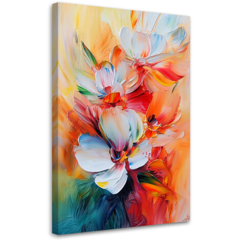 Tableau déco Fleurs colorées Imitation peinture à l'huile 40x60 (1/5)