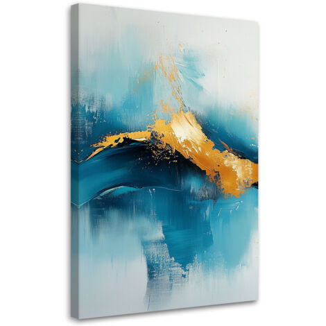 Tableau déco Abstraction turquoise et dorée 40x60 (1/5)