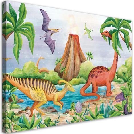 Tableau sur toile Dinosaures au lac 100x70 (1/5)