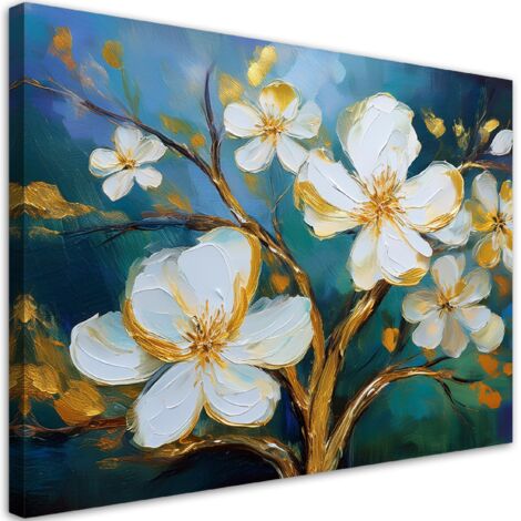 Tableau déco Fleur de magnolia peinte 90x60 (1/5)