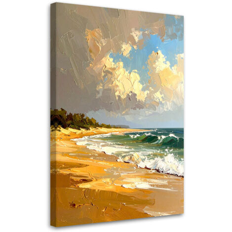 Tableau déco Paysage Mer Plage effet peinture à l'huile 40x60 (1/4)