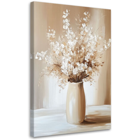 Tableau déco Bouquet de fleurs beige dans un vase 60x90 (1/5)