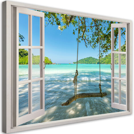 Tableau déco Fenêtre Mer nature 90x60 (1/5)