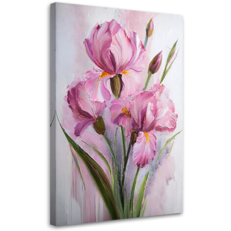 Tableau déco Fleurs roses iris 60x90 (1/5)