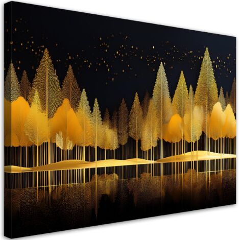 Tableau déco Forêt dorée abstraite Nature 100x70 (1/5)
