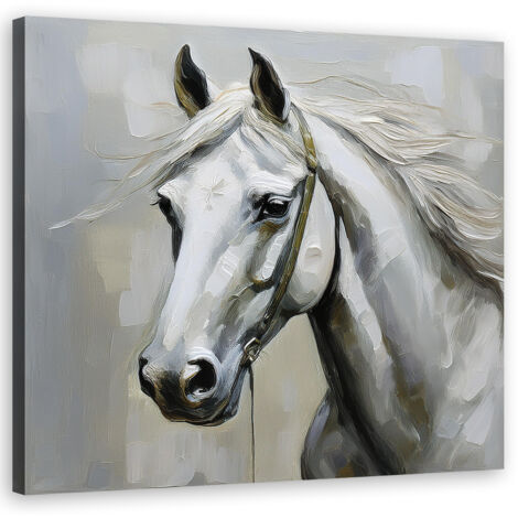 Tableau déco Cheval blanc animaux 30x30 (1/5)