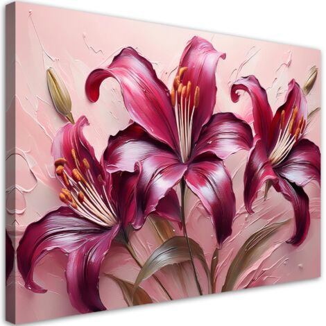 Tableau déco Lys Rouge Pastel Fleurs 100x70 (1/5)