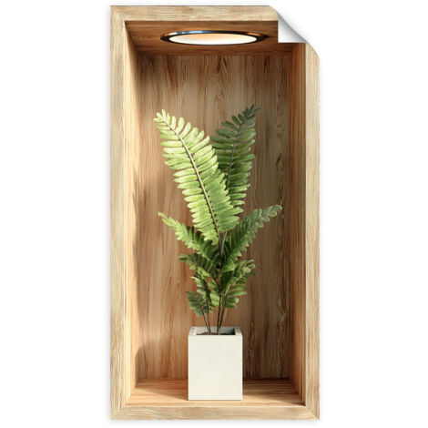 Autocollant Film Fleurs dans une niche en bois brun 3D 100x200 (1/3)