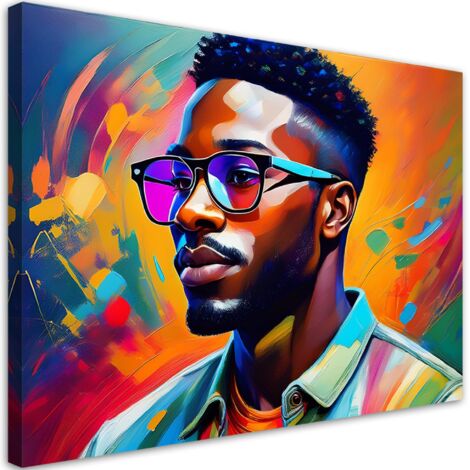 Tableau déco Portrait d'un homme aux lunettes colorées 60x40 (1/5)