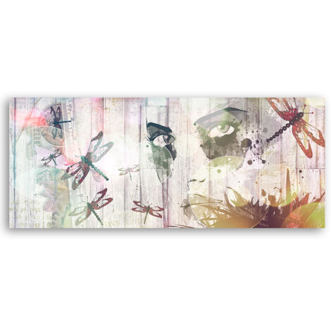 Tableau sur toile Femme et papillons 90x30 - 2