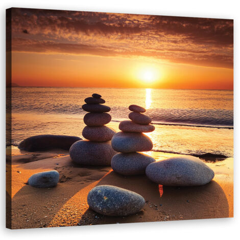 Tableau déco Coucher de soleil Pierres zen 30x30 (1/5)