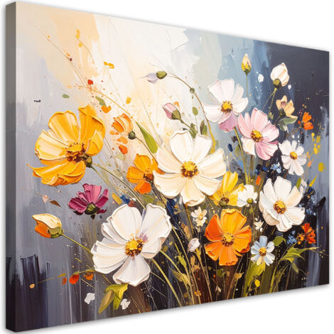 Tableau déco Fleurs des champs colorées nature 60x40 (1/4)
