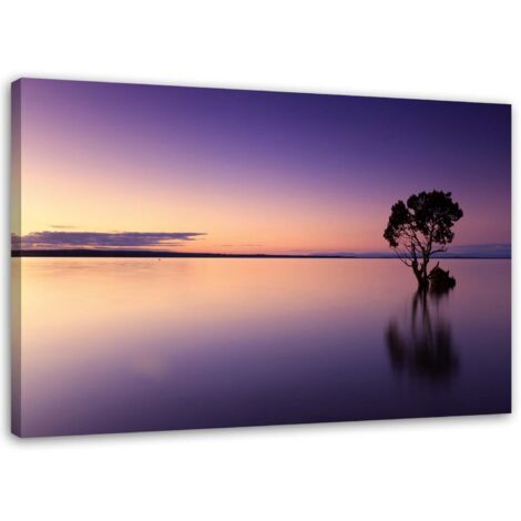 Tableau sur toile Nature Arbre Lac Violet 60x40 (1/5)