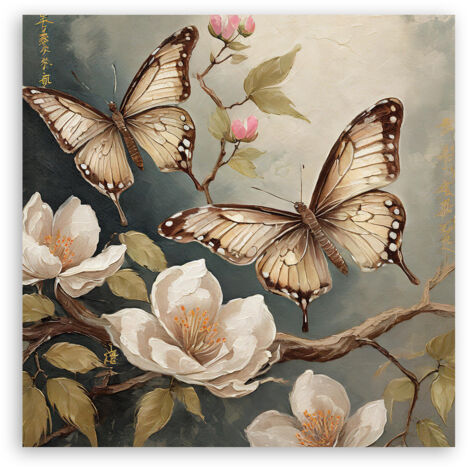 Cadre déco Papillon Nature Fleurs 40x40 - 3