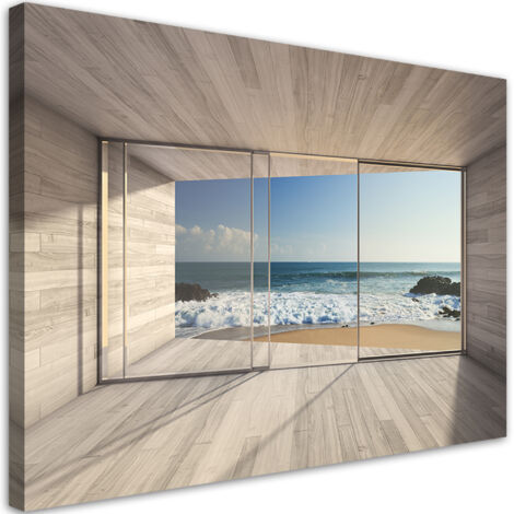 Tableau sur toile Vue sur la mer depuis la fenêtre 90x60 (1/5)