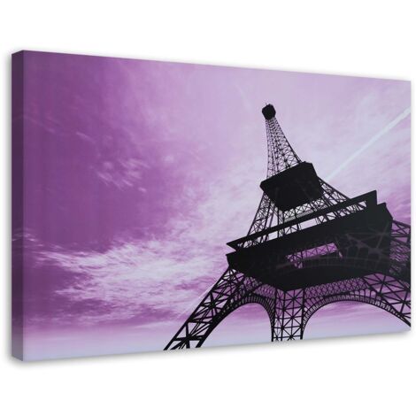 Tableau sur toile Paris Tour Eiffel Violet 100x70 (1/5)