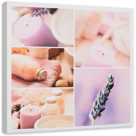 Tableau sur toile Bougies violettes Zen Spa 40x40 (1/5)