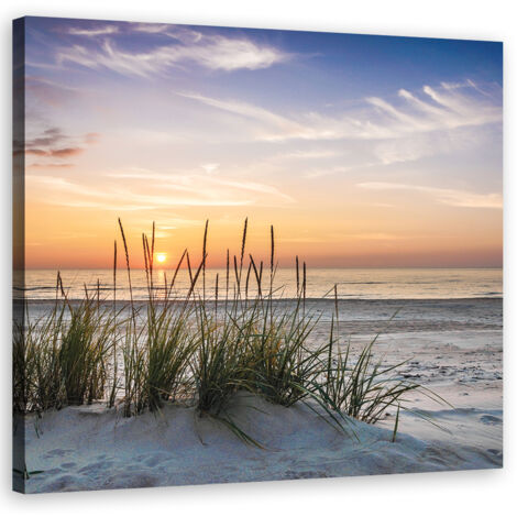 Image sur toile, Soleil couchant sur la plage - 30x30 (1/5)