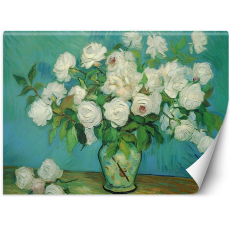 Papier peint Nature morte vase avec des roses - V. van Gogh 200x140
