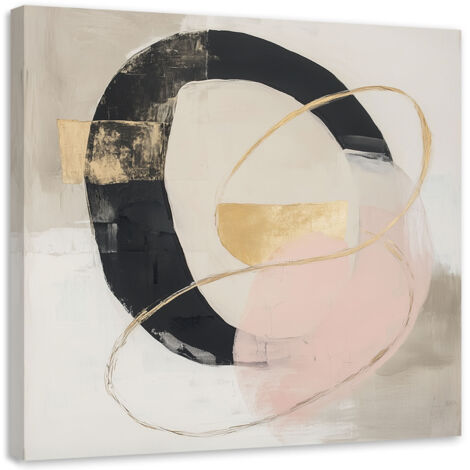Tableau déco Abstraction cercle éclaboussures de peinture dorée 60x60 (1/4)