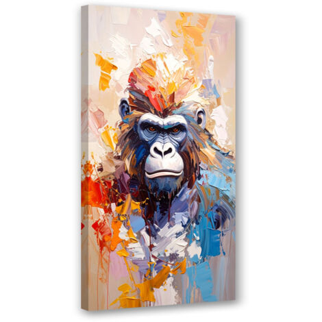 Tableau déco Peinture abstraite gorille colorée 40x80 (1/4)