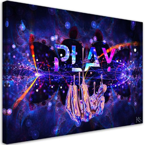 Image sur toile, Play Neon avec l'inscription - 60x40 (1/5)