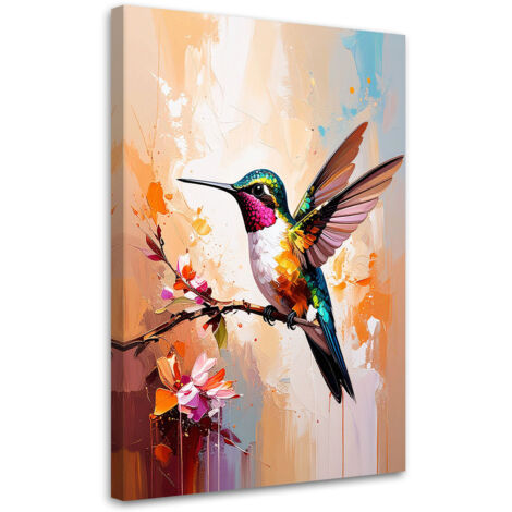 Tableau déco Oiseau coloré Colibri sur une branche 70x100 (1/4)