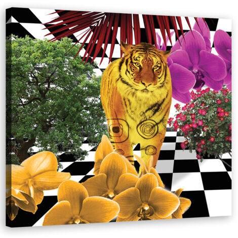 Tableau décoratif Tigre coloré 50x50 (1/5)