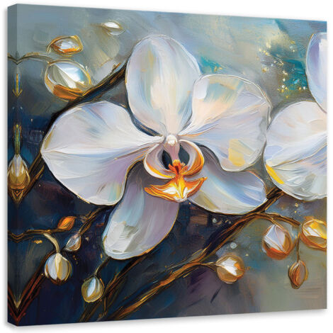 Tableau déco Orchidées Fleurs blanches 50x50 (1/5)