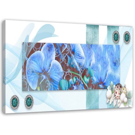Cadre déco Orchidée Abstraite Bleu 90x60 (1/5)