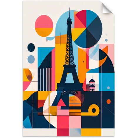 Poster autocollant Paris Tour Eiffel dans le style Bauhaus 40x60 (1/3)
