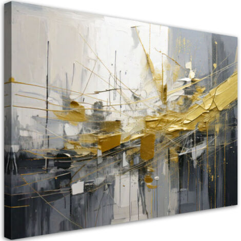 Tableau déco Abstraction moderne gris doré 60x40 (1/5)