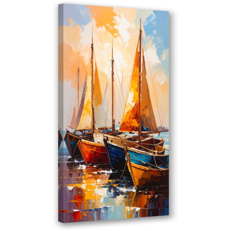 Tableau déco Navires Bateaux dans le port 50x100 (1/4)