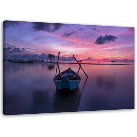 Tableau sur toile Bateau sur le lac Violet 60x40 (1/5)