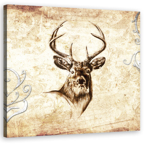 Image sur toile, Cerf Vintage - 60x60 (1/5)