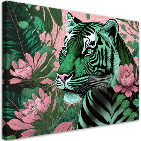 Tableau déco Tigre Animaux Tropicaux Abstraction 100x70 (1/5)
